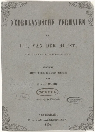 Titelpagina voor:  J.J. van der Horst, Nederlandsche verhalen, 1854 by C.L. van Langenhuysen, book, 1854