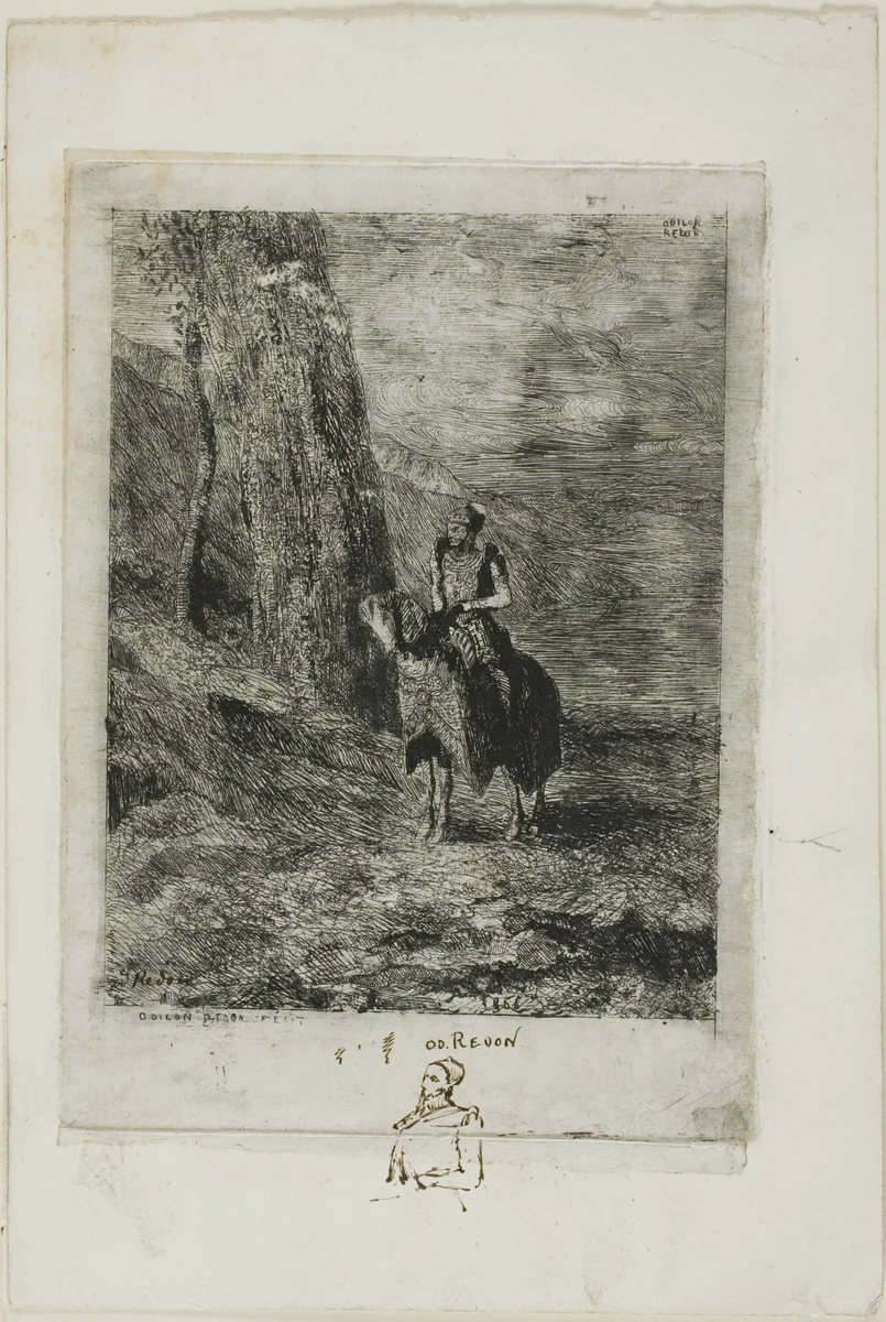 Horseman Waiting by Odilon Redon, print, 1866