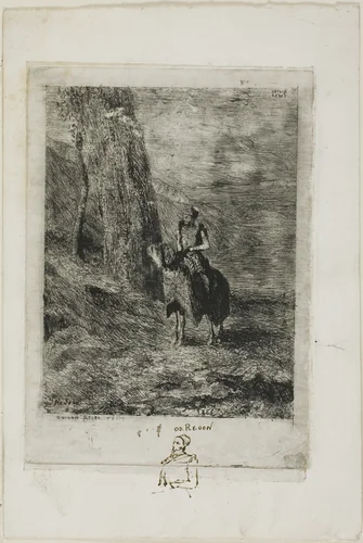 Horseman Waiting by Odilon Redon, print, 1866
