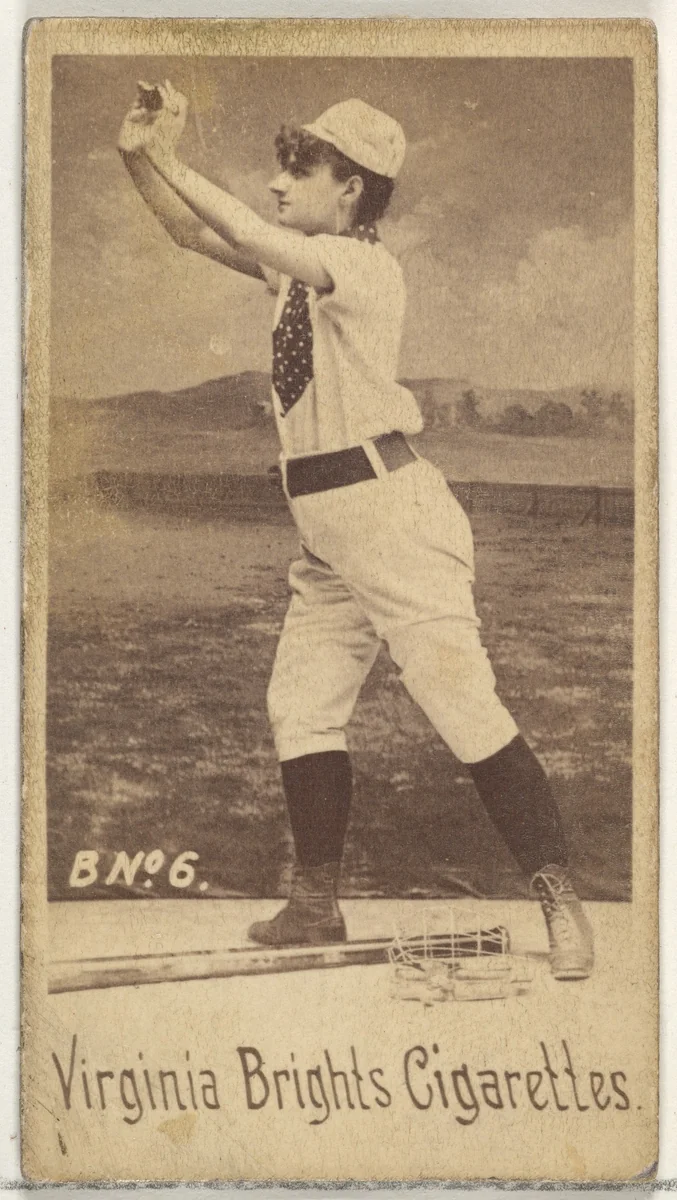 Card 6, from the Girl Baseball Players series (N48, Type 1) for Virginia Brights Cigarettes by Allen & Ginter, photograph, 1886-1888