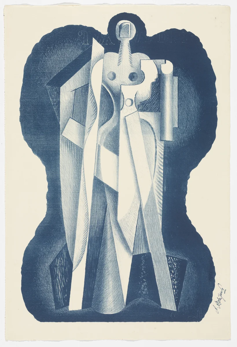 Untitled (Construction) from the portfolio Alexandre Archipenko: Dreizehn Steinzeichnungen by Alexander Archipenko, print, 1921
