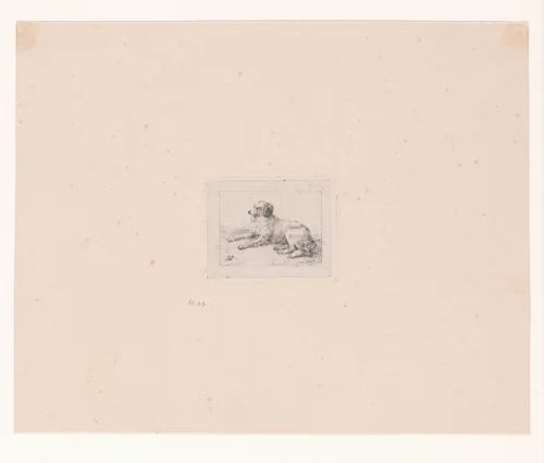 Liggende spaniël by Eugène Verboeckhoven, print, 1830