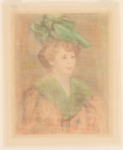 Lady with Green Hat (Mlle. Dieterle?) by Auguste Renoir, drawing, 1890-1919