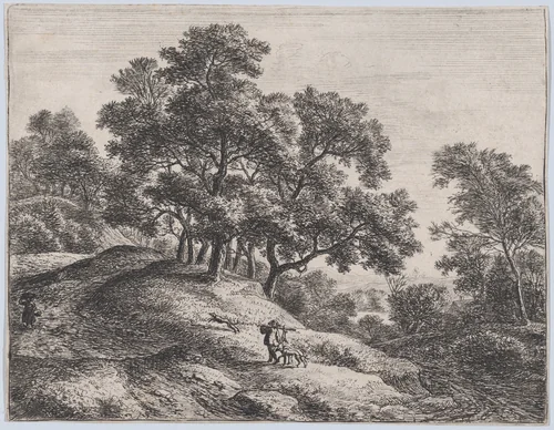 The Rabbit Hunter by Anthonie Waterloo, print, 1620-1690