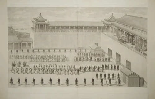 Prisoners Presented to the Emperor by Louis Joseph Masquelier, print, 1767-1774