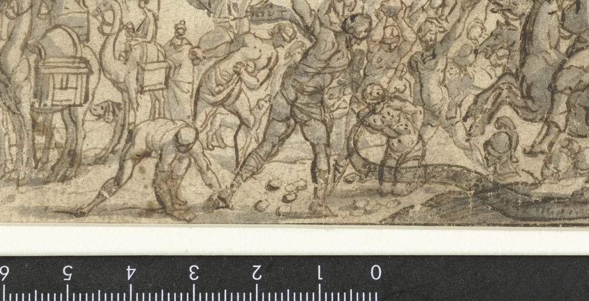 De steniging van de H. Stephanus by anonymous, drawing, 1600-1699