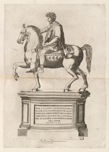 Equestrian Statue of Marcus Aurelius by Nicolas Beatrizet, print, 1551