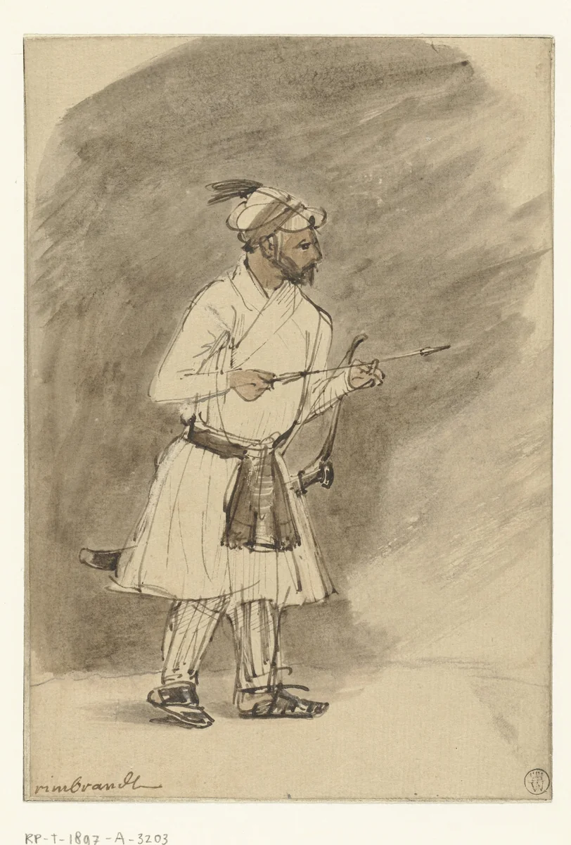 Indian Archer by Rembrandt van Rijn, drawing, 1656-1658