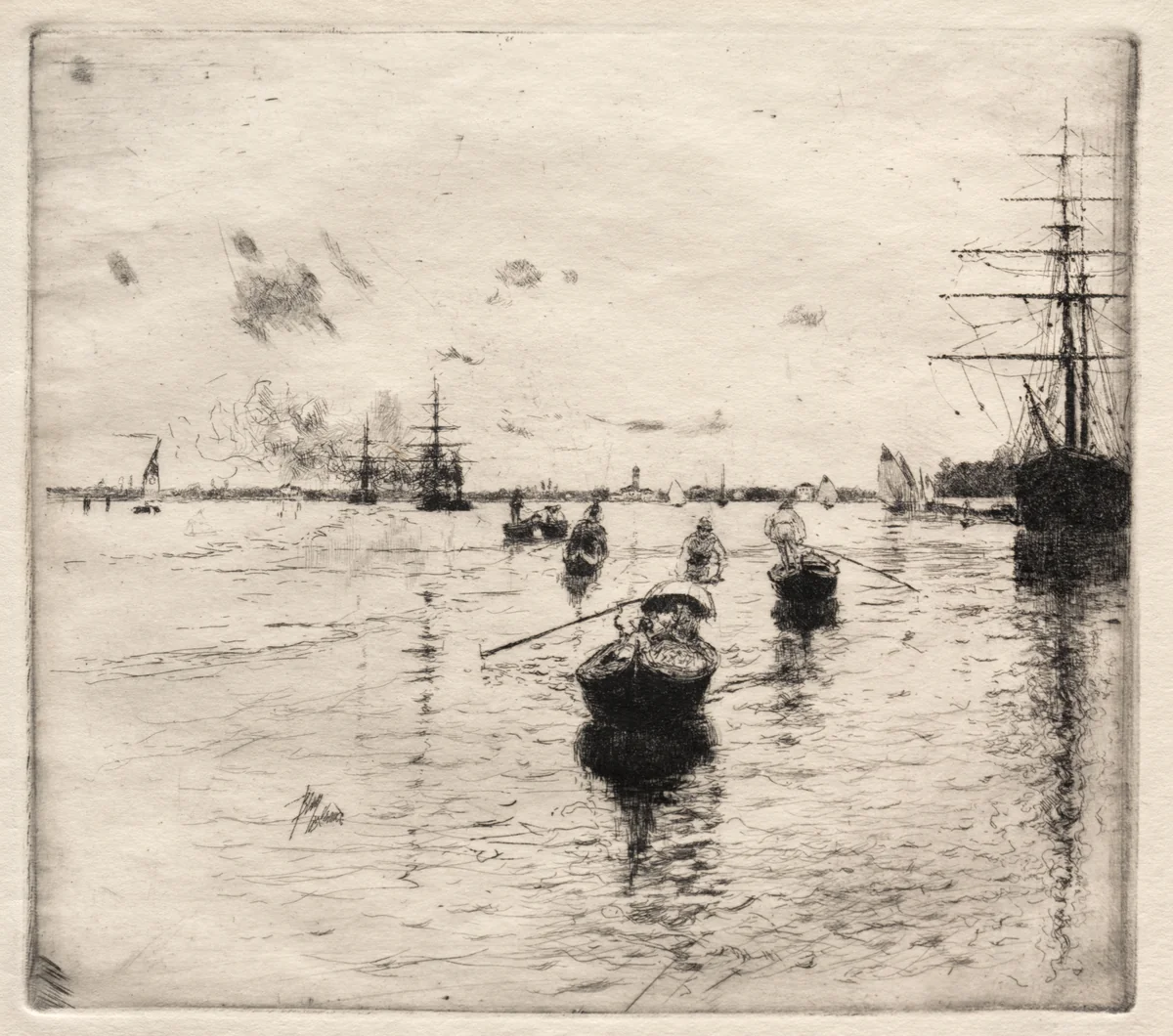 Lagoon with Steamers and Gondolas by Robert Frederick Blum, print, 1885