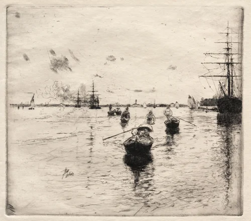 Lagoon with Steamers and Gondolas by Robert Frederick Blum, print, 1885