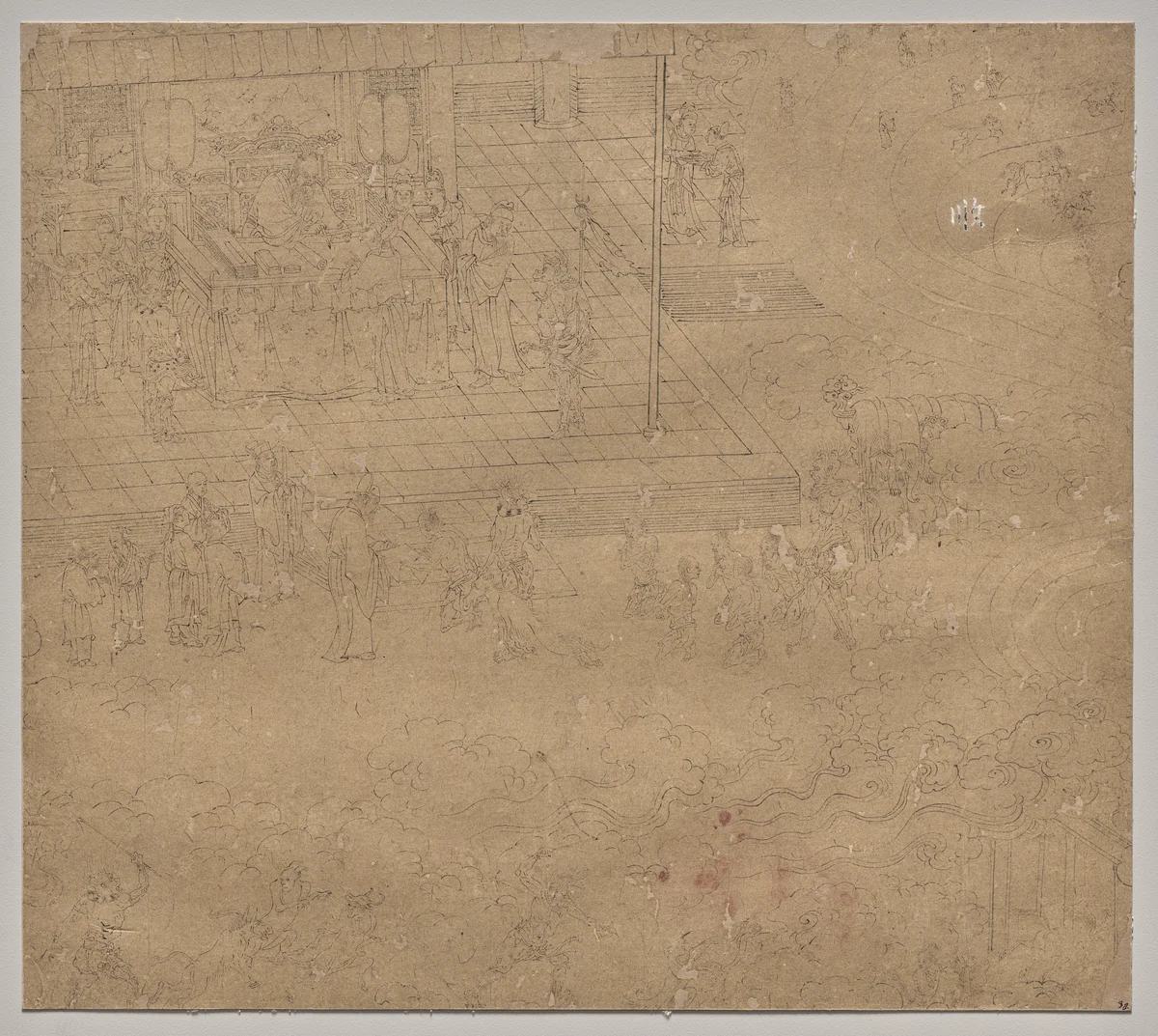 Album of Daoist and Buddhist Themes: Kings of Hells: Leaf 38 by Unknown, painting, 1200-1299