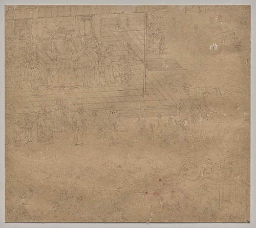 Album of Daoist and Buddhist Themes: Kings of Hells: Leaf 38 by Unknown, painting, 1200-1299