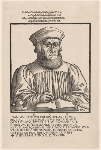 Johann Aventinus (Johann Turmair) by Hanns Lautensack, print, 1554