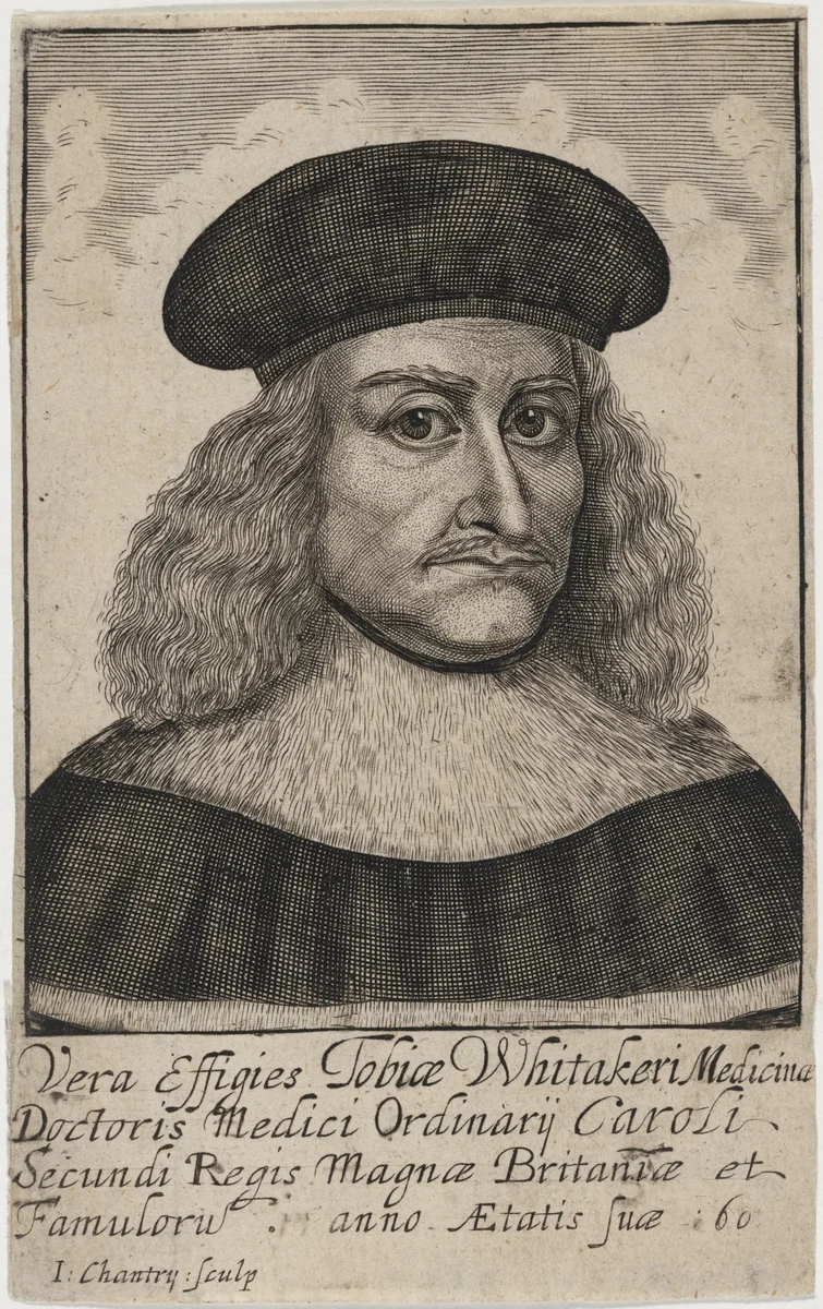 Tobias Whitaker, Physician in Ordinary to the Royal Household by John Chantry, print, 1661