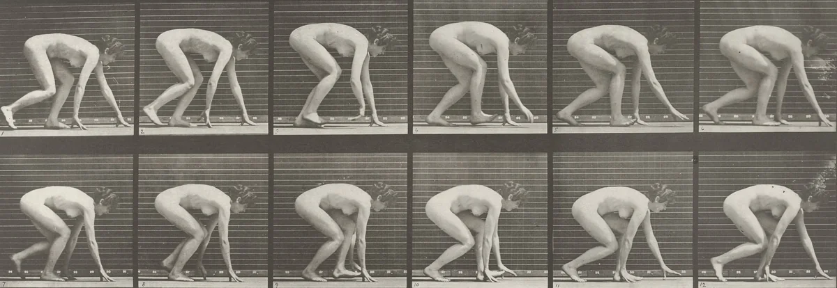 Woman Walking on Hands and Feet: Plate 183 from Animal Locomotion (1887) by Eadweard Muybridge, photograph, 1884