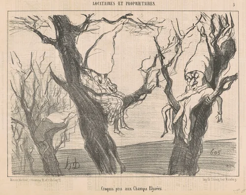 Croquis pris aux Champs Elysées by Honoré Daumier, print, 1854