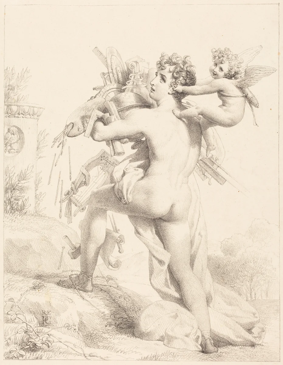 Grasp All, Lose All (Qui trop embrasse, mal etrient) by Baron Pierre-Narcisse Guerin, print, 1816