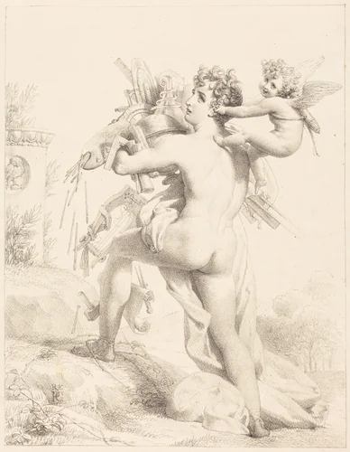 Grasp All, Lose All (Qui trop embrasse, mal etrient) by Baron Pierre-Narcisse Guerin, print, 1816