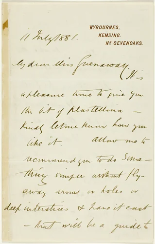 Letter to Kate Greenaway by Randolph Caldecott, drawing, 1881