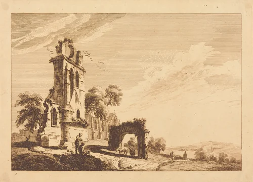 Ruined Abbey by Paul Sandby, print, 1758