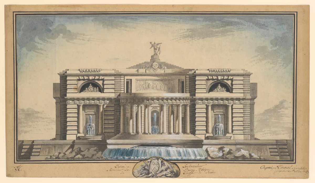 Design for a Neoclassical Building, Thought to be a School of Arts for the City of Stockholm by Louis Gustave Taraval, drawing, 1770-1794