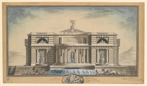 Design for a Neoclassical Building, Thought to be a School of Arts for the City of Stockholm by Louis Gustave Taraval, drawing, 1770-1794