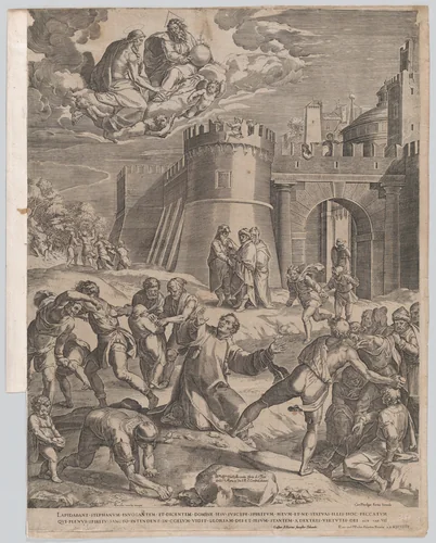 The Martyrdom of St Stephen by Cornelis Cort, print, 1576
