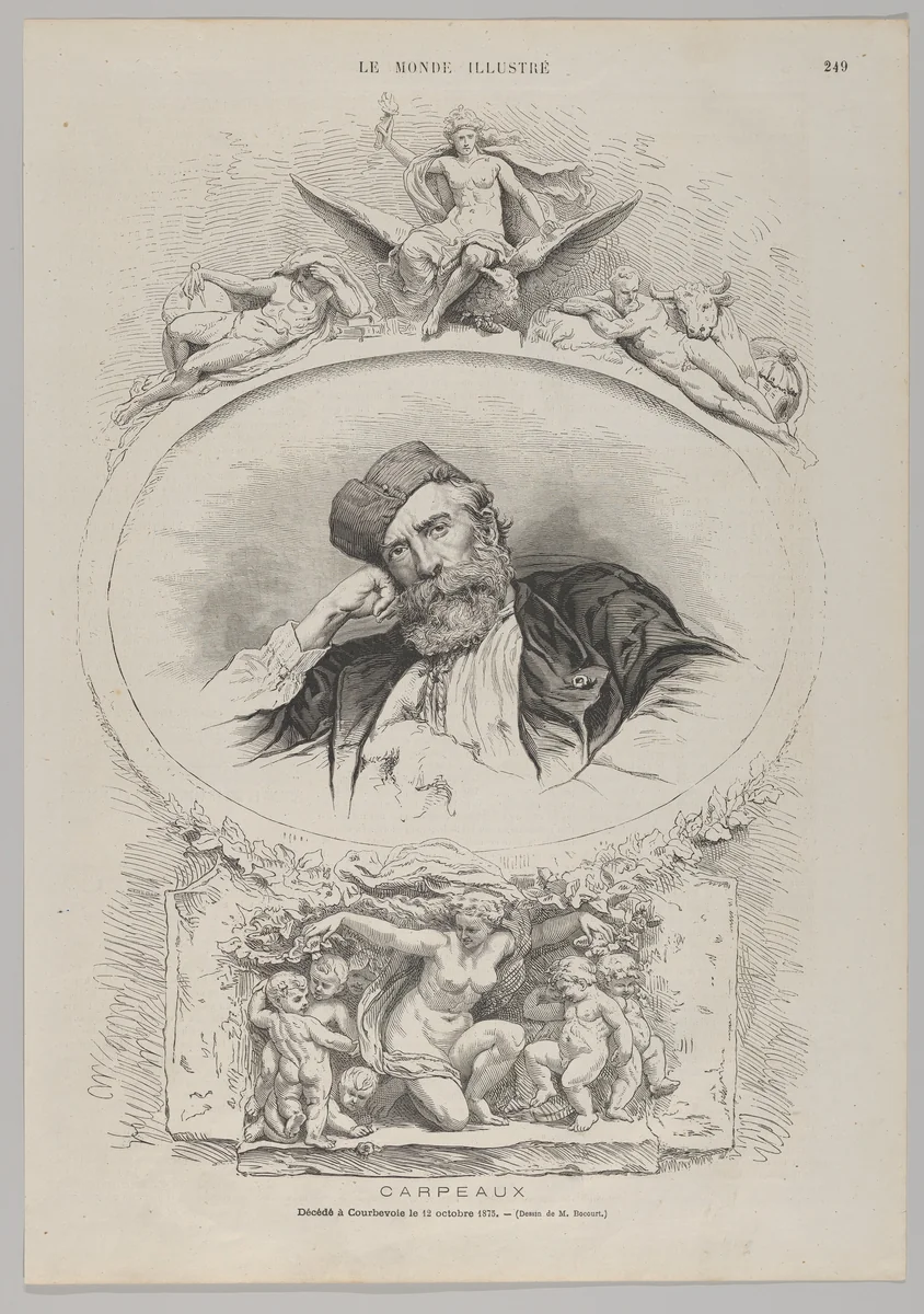 Portrait of Jean-Baptiste Carpeaux, from "Le Monde Illustré" by anonymous, print, 1875
