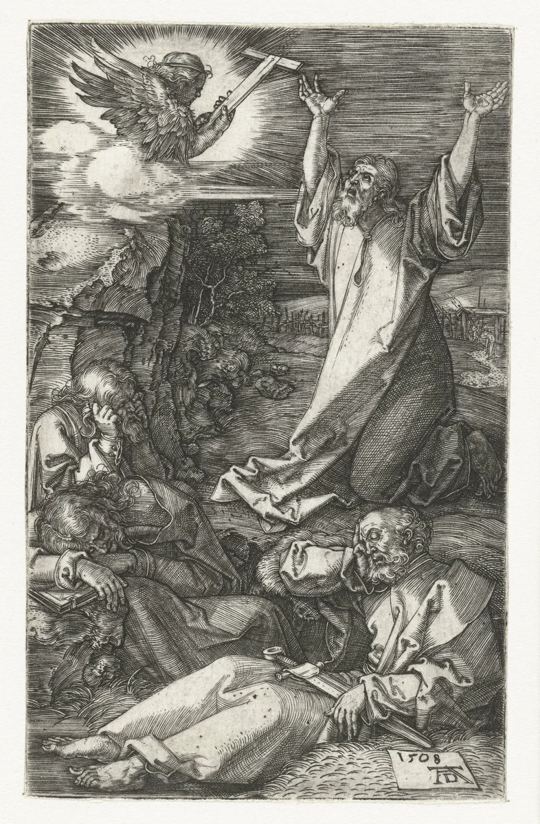 Christus op de Olijfberg by Unknown, print, 1508