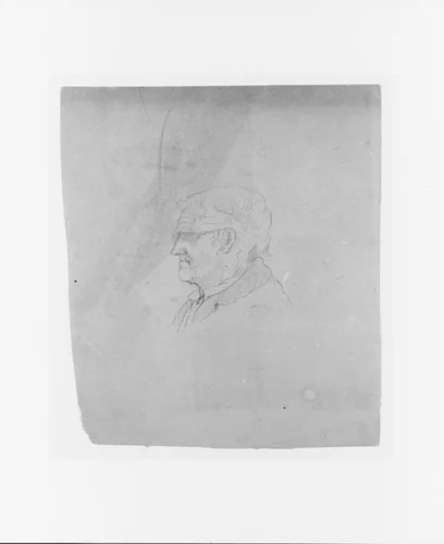 Profile Sketch of a Blindfolded Man (from Sketchbook) by John Quincy Adams Ward, artwork, 1857-1860