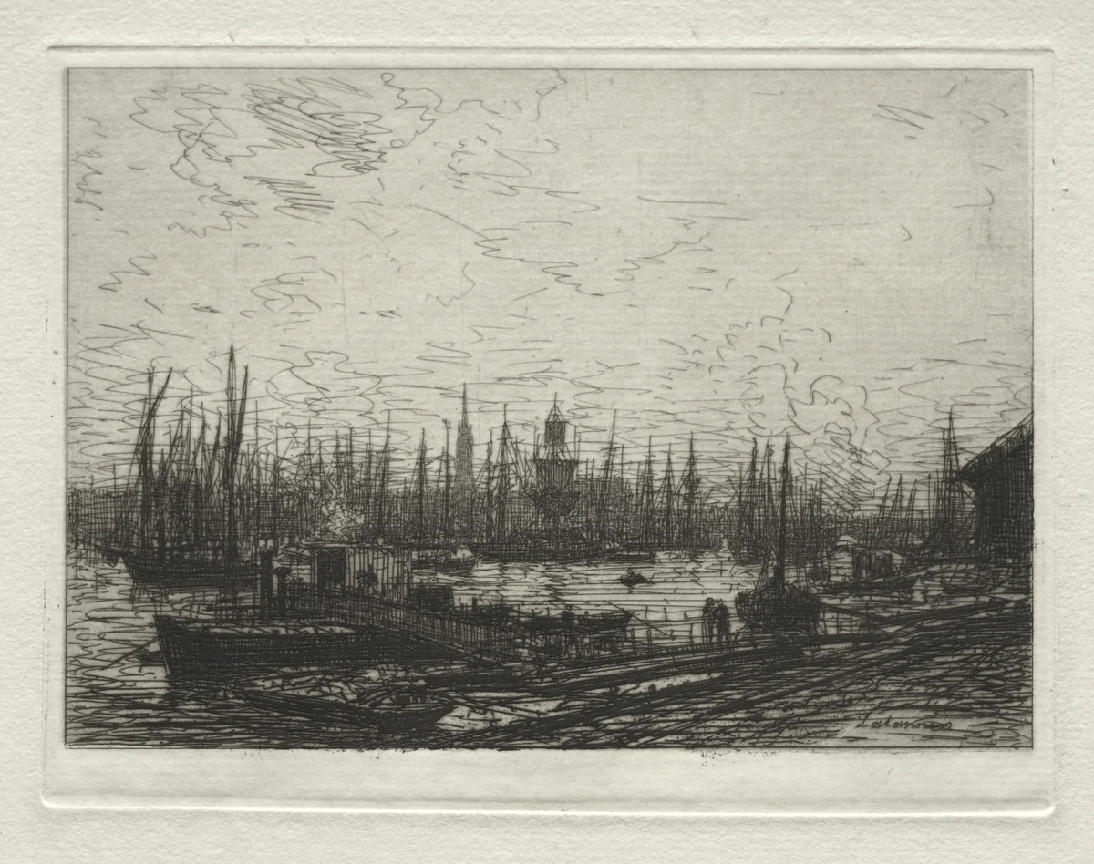 Port of Bordeaux by Maxime Lalanne, print, 1869