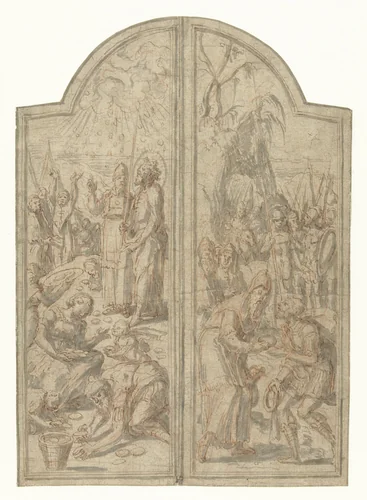 Mannaregen by Jan Geritsz. Deys, drawing, 1551-1561