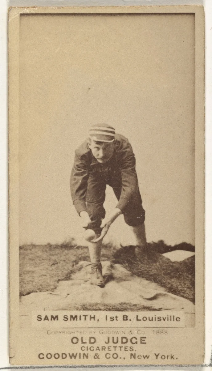 Samuel J. "Skyrocket" Smith, 1st Base, Louisville Colonels, from the Old Judge series (N172) for Old Judge Cigarettes by Goodwin & Company, photograph, 1888