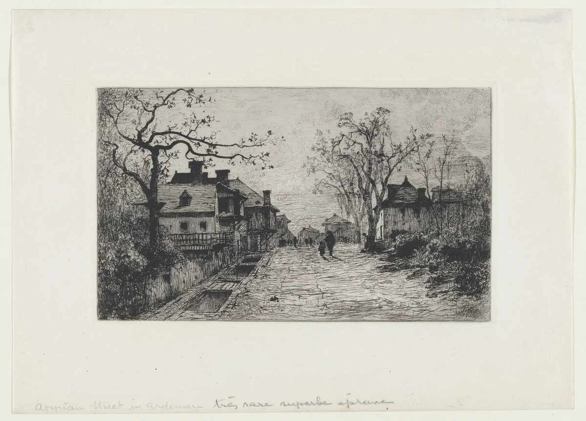 Village Street in Artemare (Ain) by Adolphe Appian, print, 1871