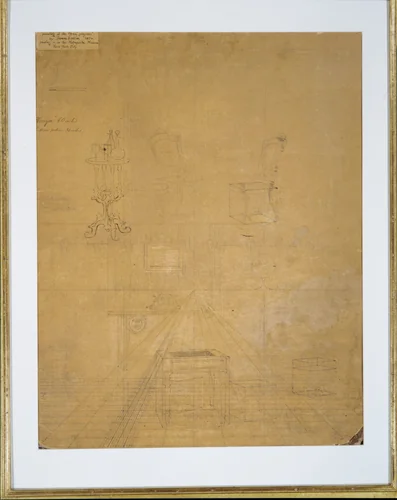 Perspective Drawing for the "Chess Players" by Thomas Eakins, artwork, 1875
