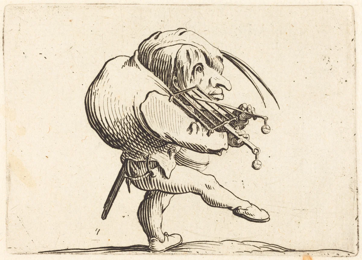 Man Scraping a Grill by Jacques Callot, print, 1622