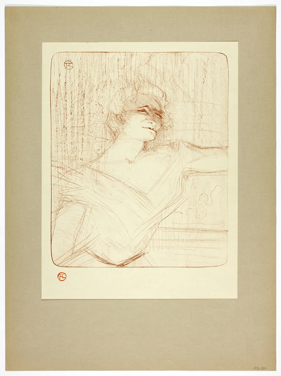 Dans la glu, plate two from Yvette Guilbert by Henri de Toulouse-Lautrec, print, 1898