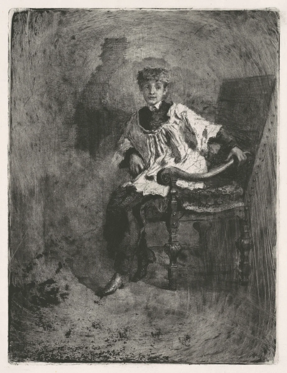 Seated Acolyte by Mosè Bianchi, print, 1867-1877