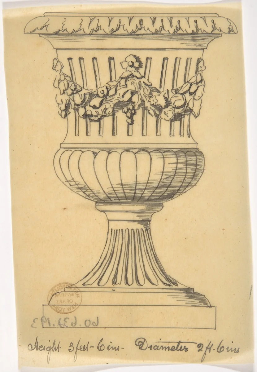 Classical vase by anonymous, drawing, 1800-1900