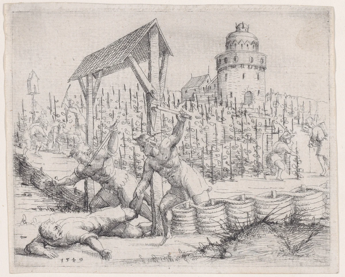 The Parable of the Husbandman and the Vineyard, from Old and New Testaments by Augustin Hirschvogel, print, 1549