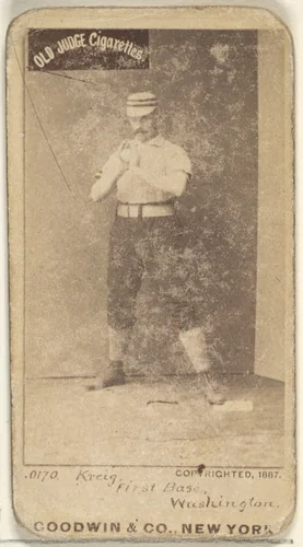 William "Bill" Frederick Krieg, 1st Base, Washington Nationals, from the Old Judge series (N172) for Old Judge Cigarettes by Goodwin & Company, photograph, 1887