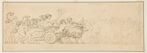Design for a Frieze with a Procession of Putti by anonymous, drawing, 1800-1900