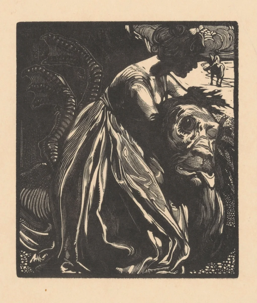 Vrouw met monster by Johannes Josephus Aarts, print, 1881-1934