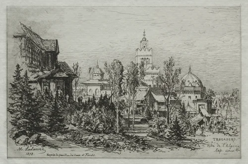 The Algerian Palace at the Trocadero by Maxime Lalanne, print, 1878