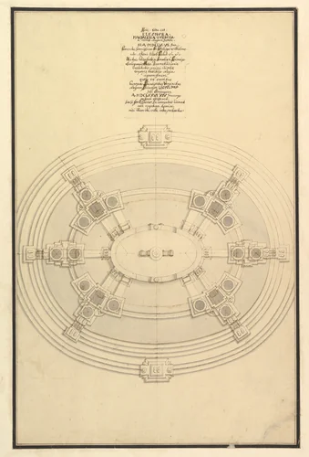 Ground Plan for a Catafalque for Eleonora Magdalena Theresa (1655–1720) by Giuseppe Galli Bibiena, drawing, 1715-1725