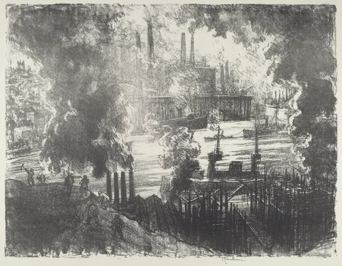 Munitions River by Joseph Pennell, print, 1916