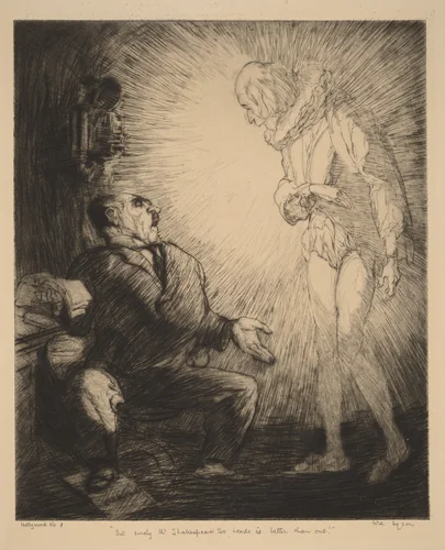 "But surely, Mr. Shakespeare, two heads is better than one" by Will Dyson, print, 1880-1938