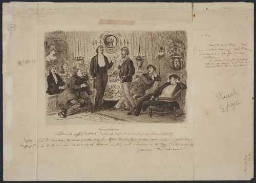 "Nincompoopiana," Illustration for Punch by George Du Maurier, drawing, 1874-1879