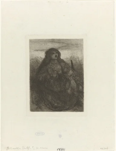 Vrouw in een landschap by Matthijs Maris, print, 1883-1888