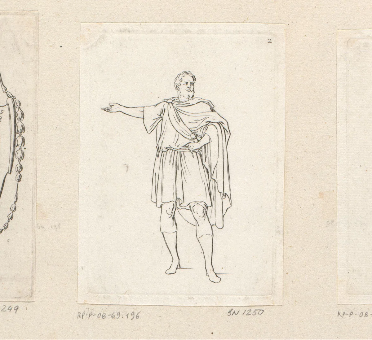Staande man met uitgestrekte rechterarm by Sébastien Leclerc, print, 1706